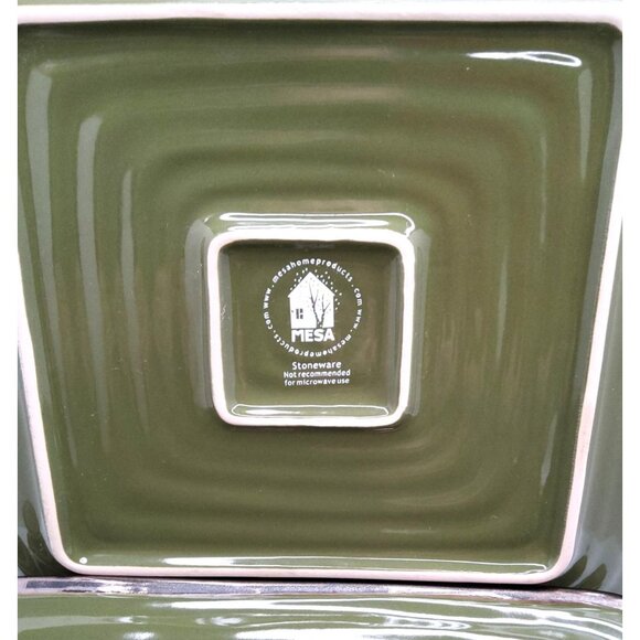 vintage rare 4 mesa home products avacado green gold trim square dinner plates. - Picture 3 of 3